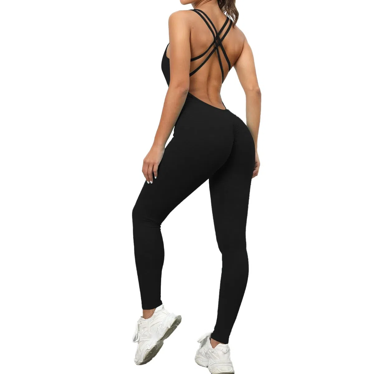 Jumpsuit Donna Tutina Sportiva Tuta Estiva Intera Aderente con Spalline Incrociate Body Pantaloni Lungo Completo Sportivo Elegante per Fitness Yoga Palestra