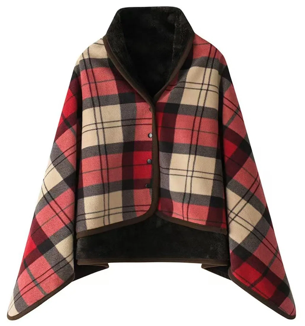 WINKEEY Poncho delle donne, mantello caldo invernale, maglia Cape Cardigan per le donne, Wrap Open Front Cape, coperta calda invernale, coperta in pile spessa