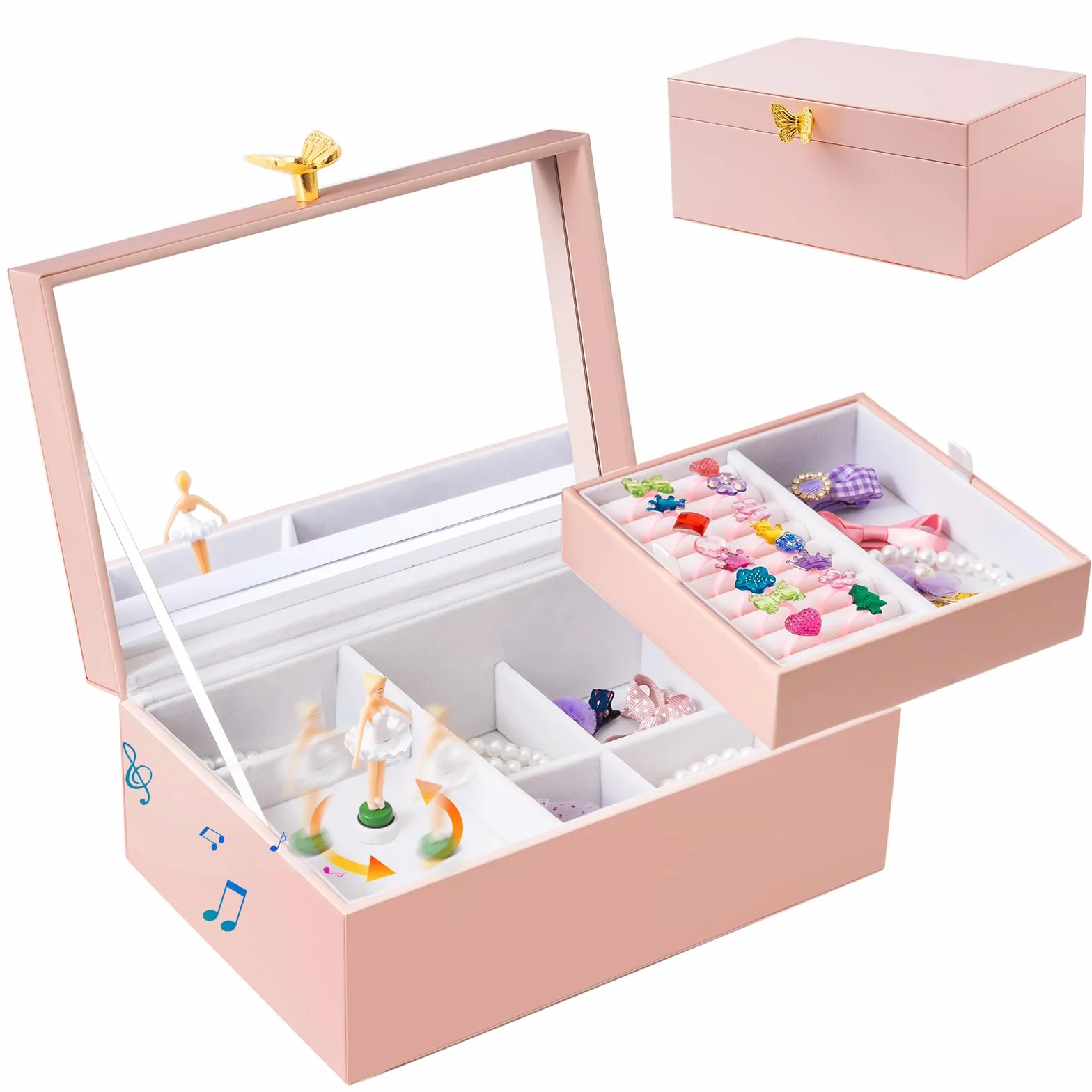 ProCase Grande Carillon Portagioie per Bambina e Ragazza, Portagioie Musicale Con Ballerina, Regalo per Bambina -Rosa