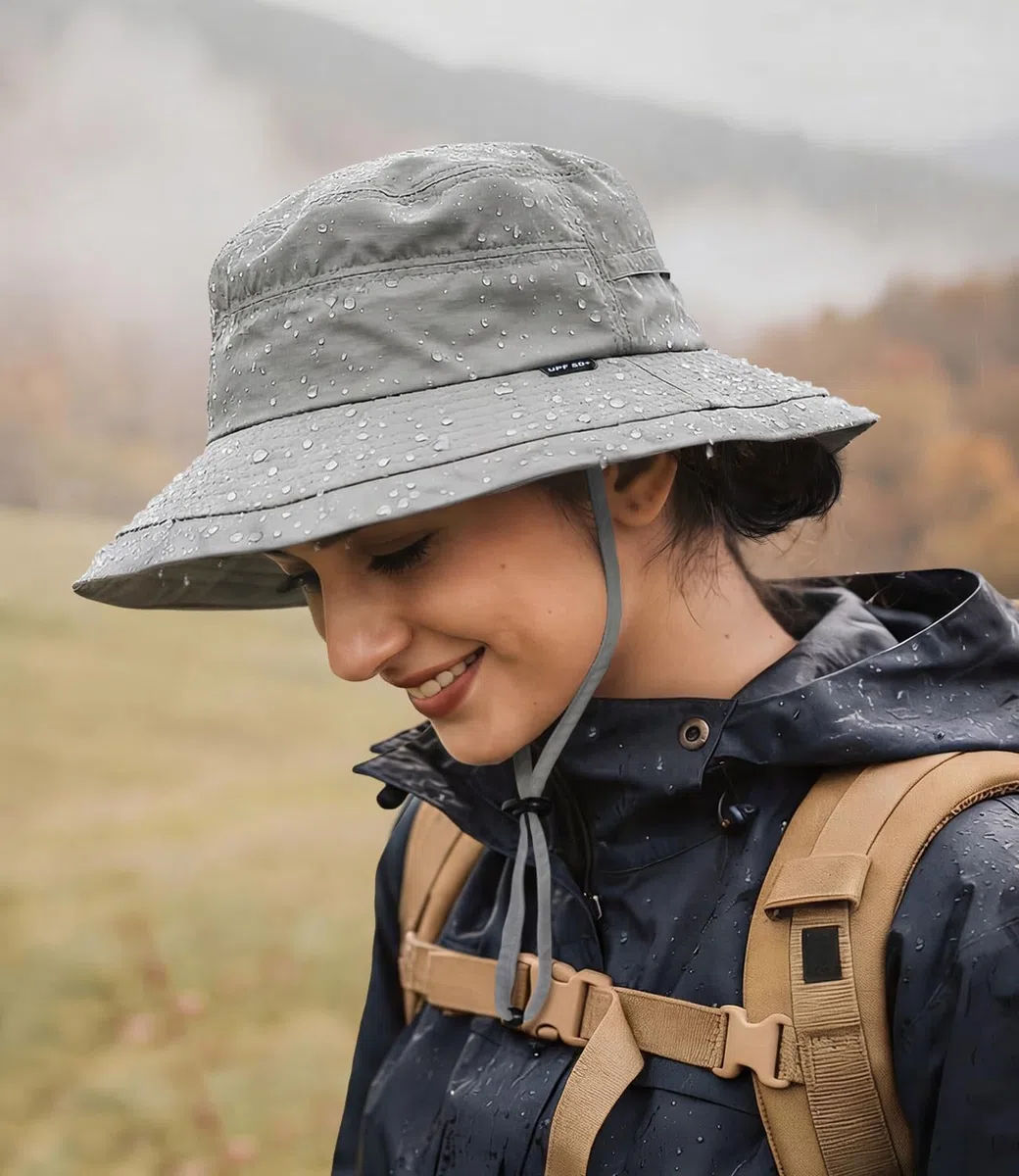 Creekstone Cappello da pioggia impermeabile da donna, UPF50+, a tesa larga, pieghevole, leggero, per escursioni e viaggi all'aperto