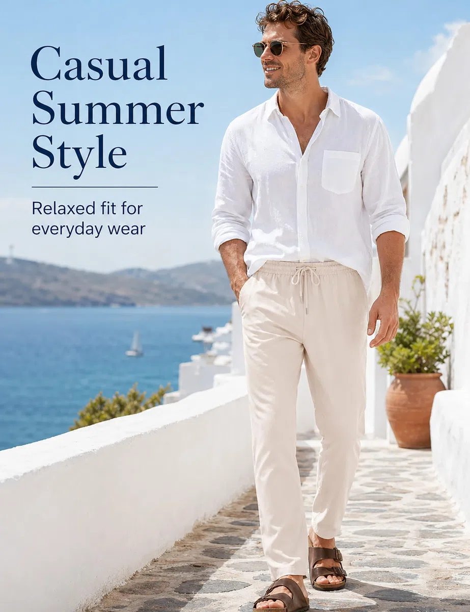 Sykooria Pantaloni Uomo Casual della Tuta con Coulisse a Gamba Dritta Sweatpants per Vacanze Jogging