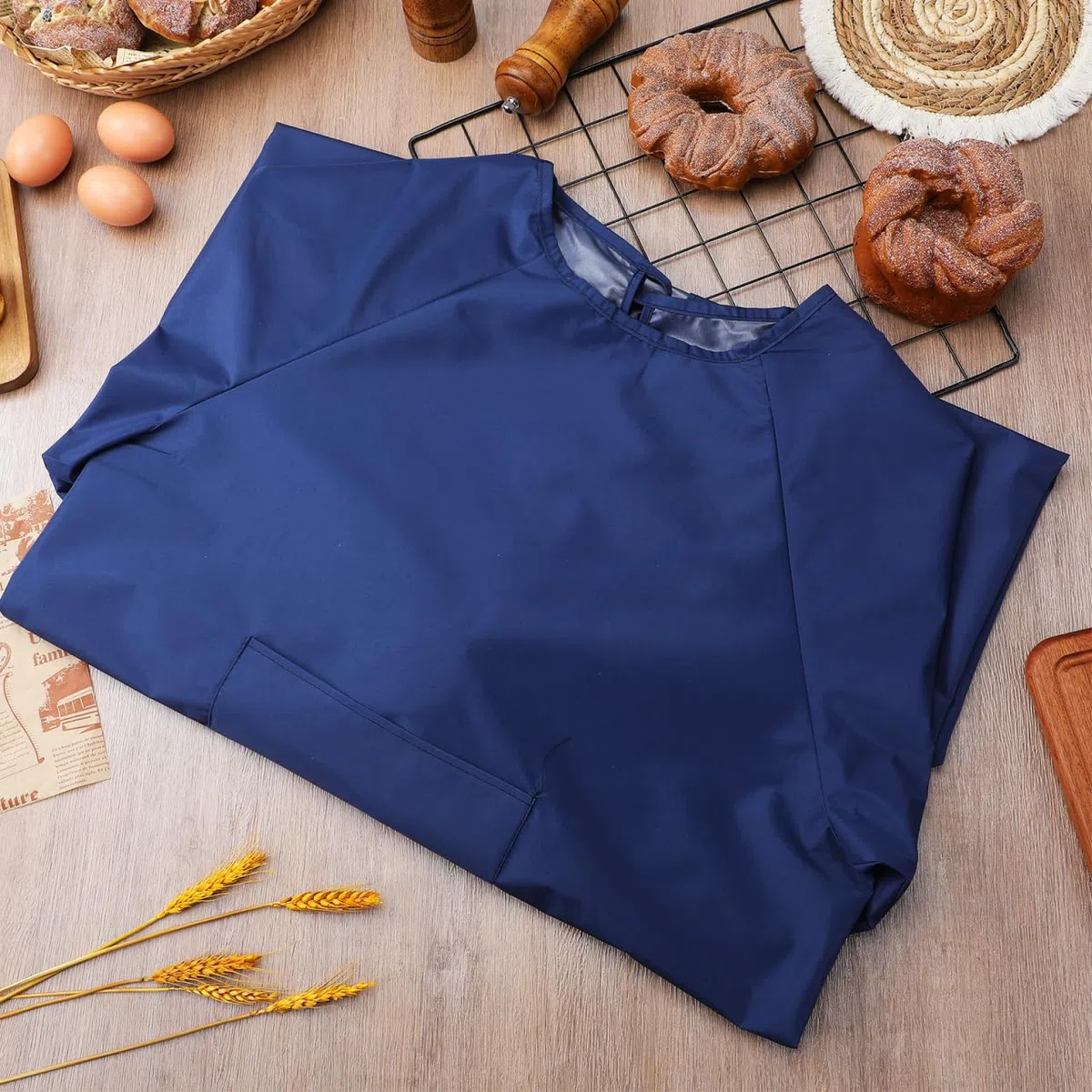 VILLCASE Giacca impermeabile Grembiule, grembiule in vinile, impermeabile, a maniche lunghe, con maniche lunghe, grembiule per la pulizia, grigio scuro