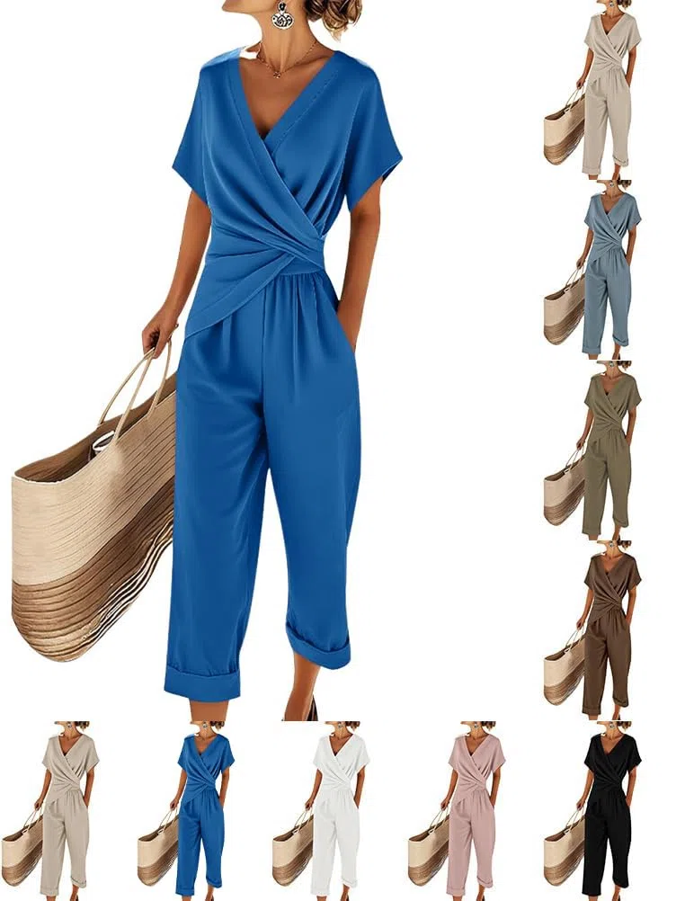 shownicer Completo Donna Elegante Tuta Estivo 2 Pezzi Set Maniche Corte Top E Pantaloni Curvy Completo Due Pezzi Set Completi Tute
