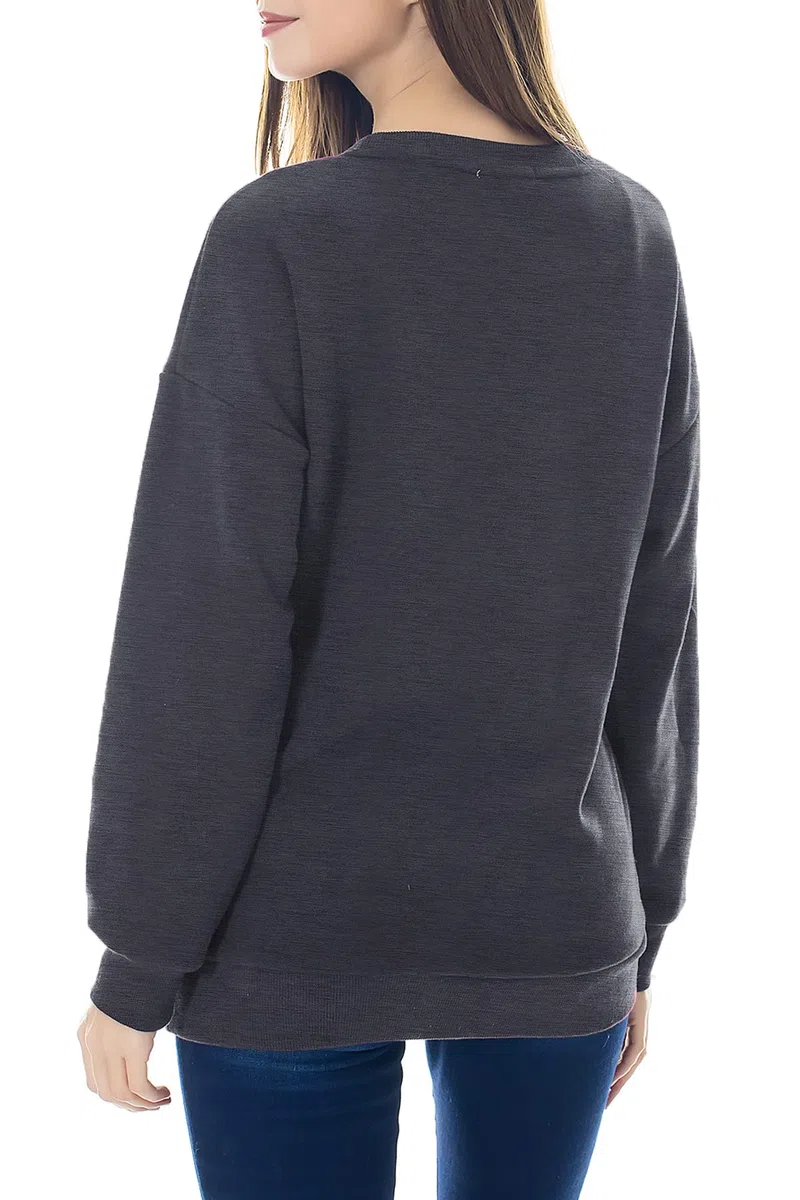Smallshow Felpa per Allattamento in Lana Top per Allattamento con Maniche Lunghe Deep Grey L