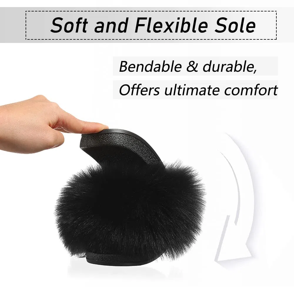 Ciabatte Pelose Donna Pantofole Pelliccia Estive Punta Aperta Ciabatte Casa Scarpe Sandalo Fluffy Peluche Slides