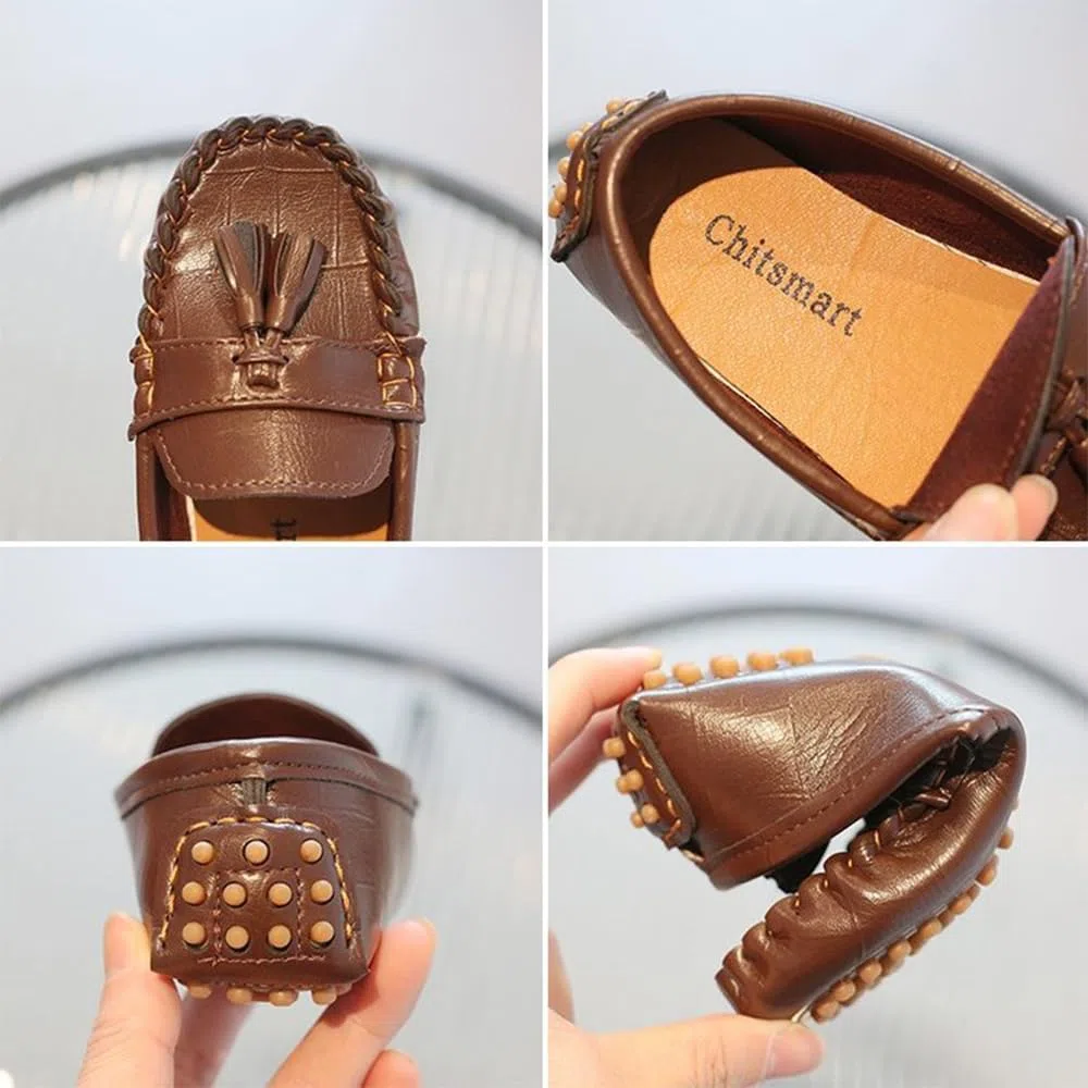 Mocassini Casual Unisex in Similpelle per Bambini Scarpe da Bambini con Suola Morbida, Antiscivolo e Comodo.