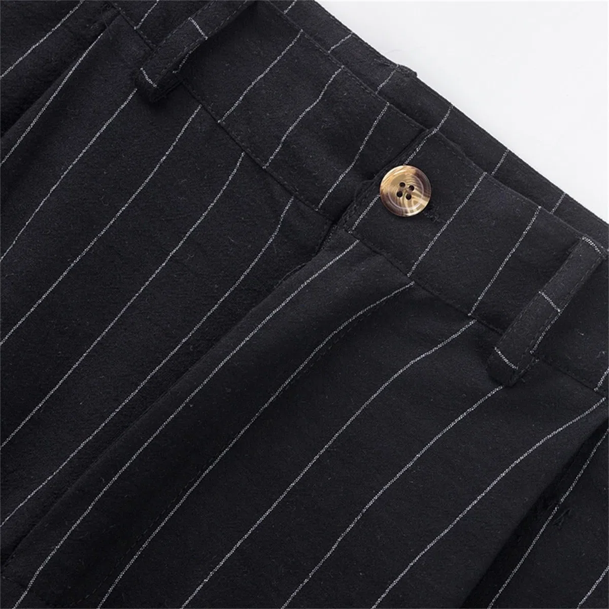 Pantaloni da uomo Baggy a righe, casual, dritti, eleganti, ad asciugatura rapida, con bottoni, da uomo, per smoking, gamba dritta
