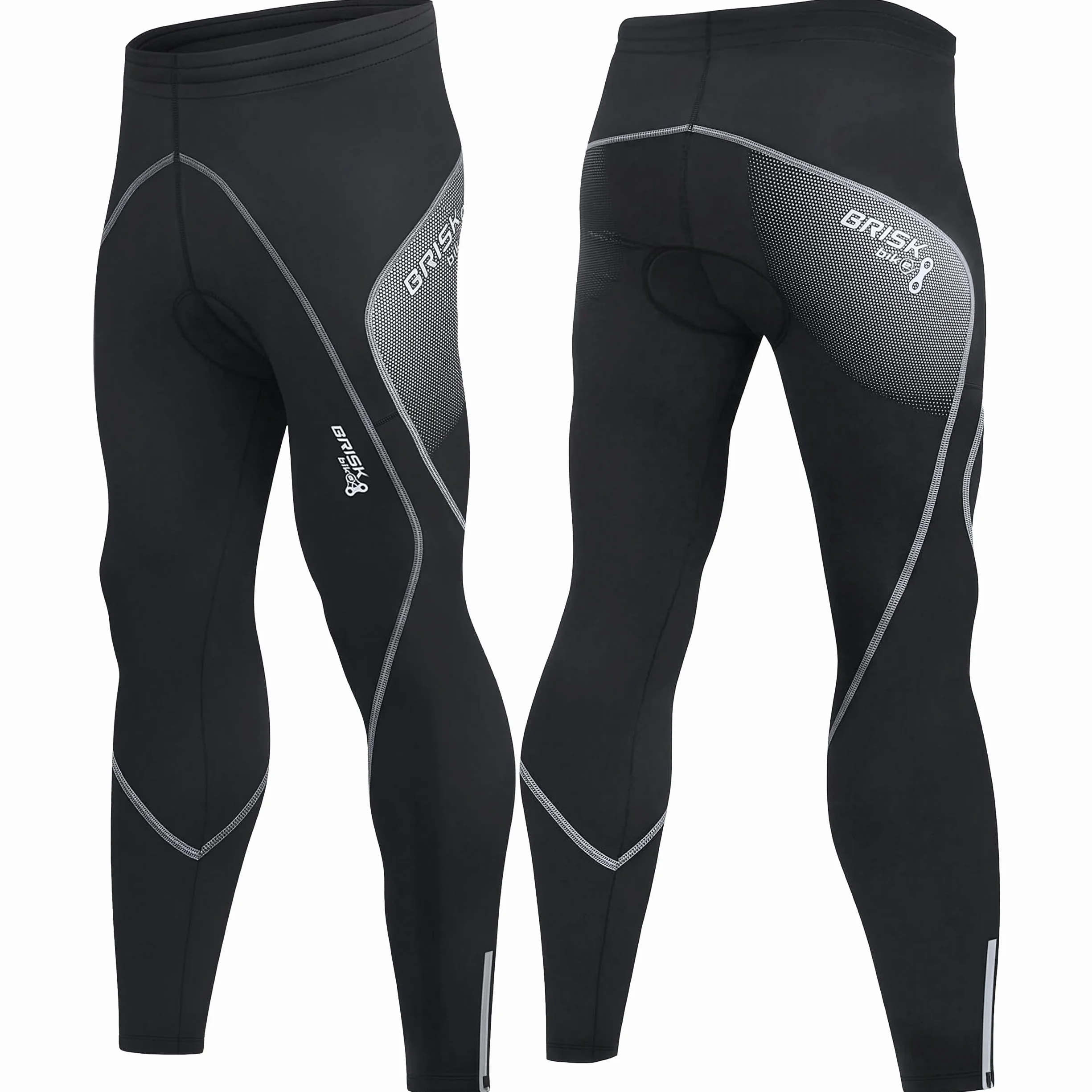 Brisk Bike Pantaloni Ciclismo Uomo Elasticizzato con Imbottitura Cool Max Pantaloni Ciclismo Uomo Invernale Leggings Termici con Cuciture Flatlock