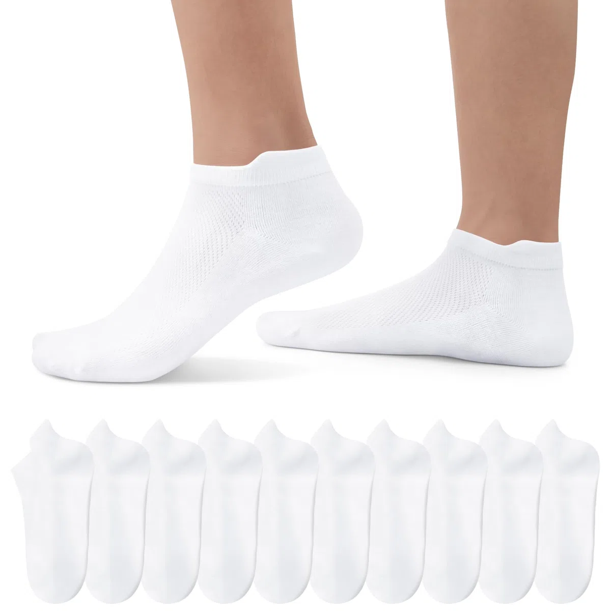 10 Paia Calze Corti Uomo & Donna Cotone Calzini Sportivi Traspirante Fantasmini Uomo da Running Unisex Estate 35-50