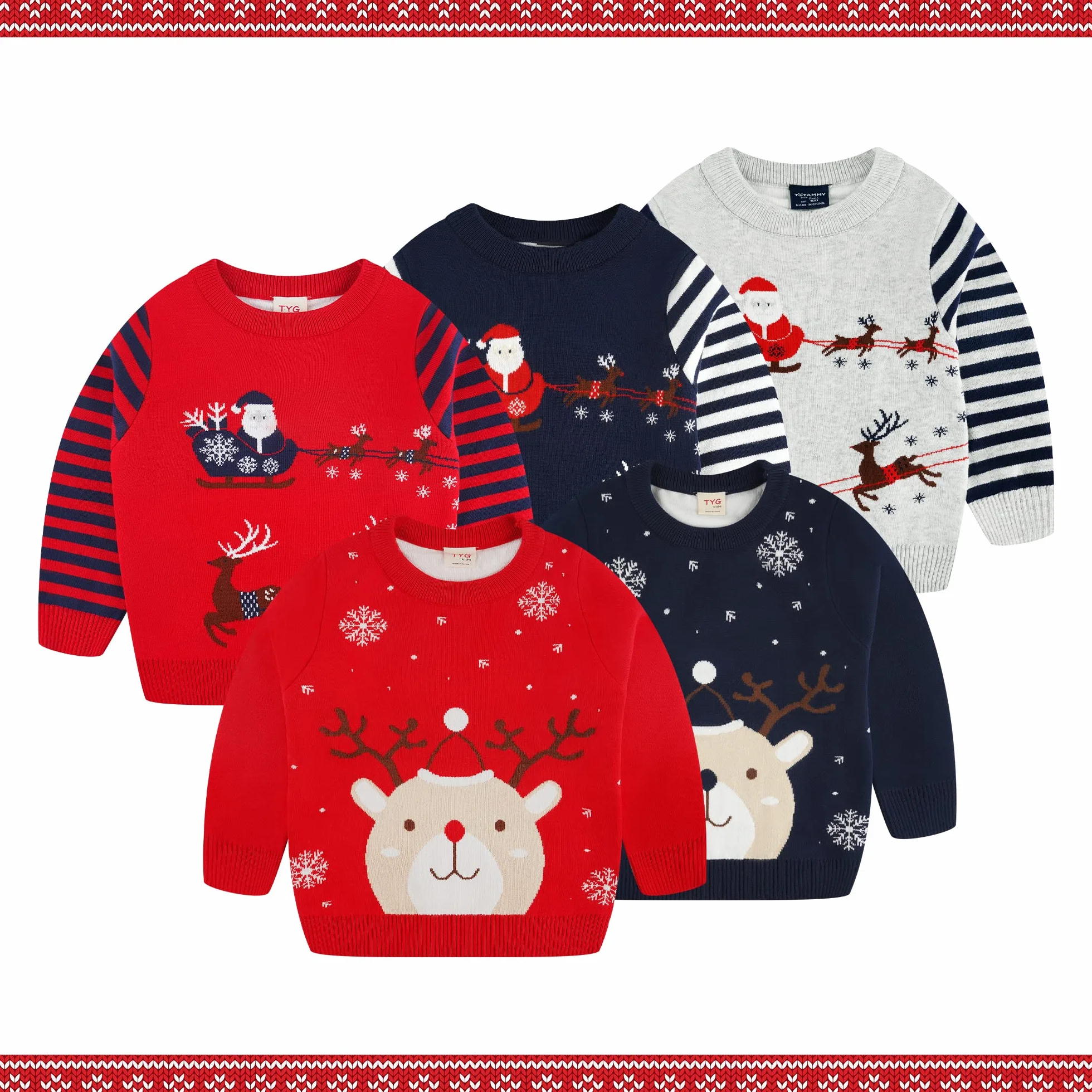 Ragazzi Natale Pullover a Maglia Dinosauro Manica Lunga Tops Pullover Inverno T-Shirt a Maniche Lunghe 2-6 Anni