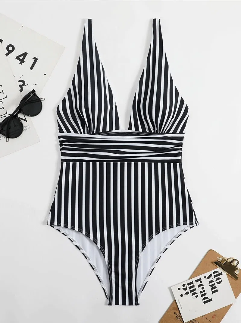 Costume da Bagno Donna Sexy Bikini Costumi Interi da Mare Spiaggia Elegante Monokini Costume Intero Donna con Laterali Costumi da Bagno Interi Donna Elegante Striscia Sexy Swimwear Costumi da Mare