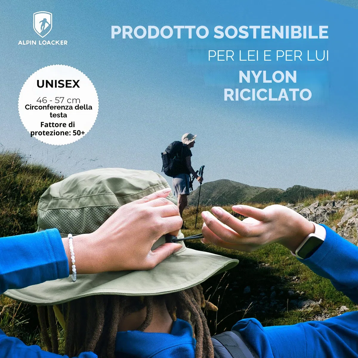 ALPIN LOACKER Cappello da Sole per Esterni con Protezione UV, di Alta qualità, per Trekking, Montagna e attività all'Aperto, in Materiali Riciclati, per Uomo e Donna