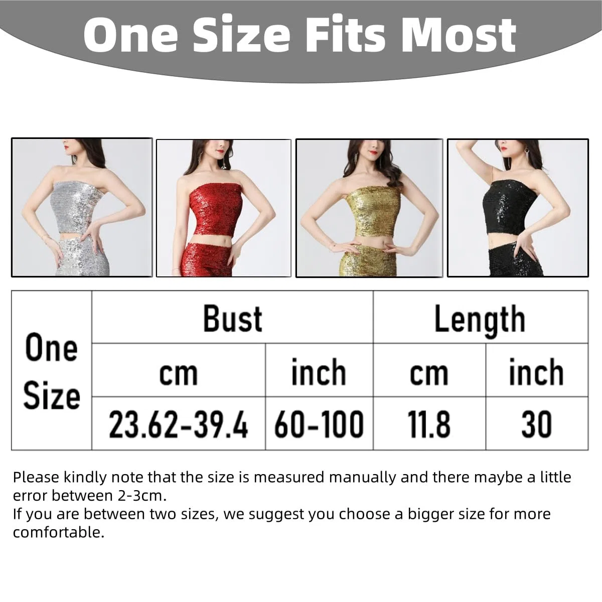 Top tubolare da donna con paillettes, scintillante senza spalline, top corto per danza classica, non imbottito, elastico, bralette lucido a fascia sul petto, per carnevale, Halloween, feste, club