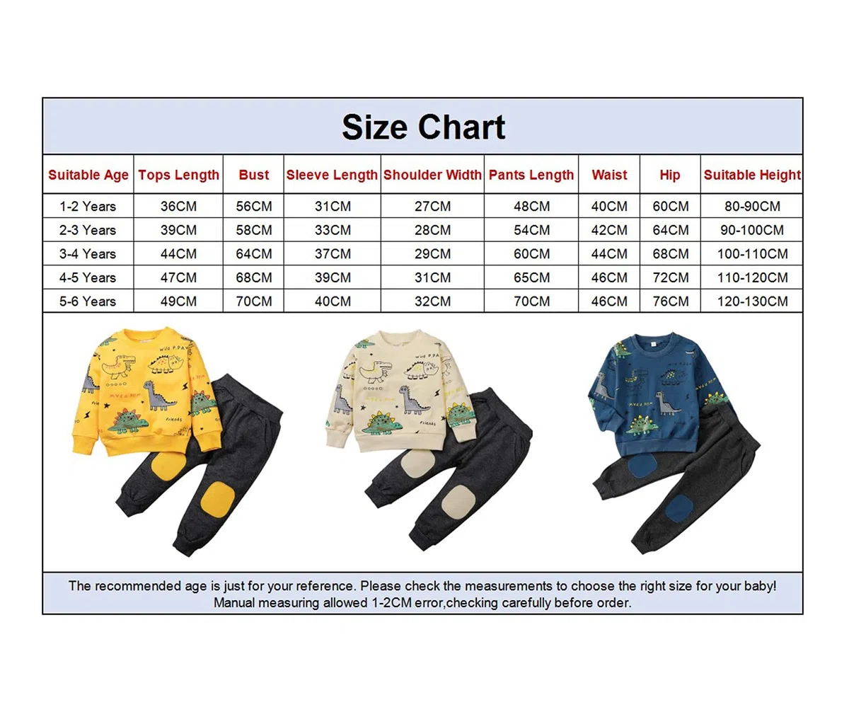 amropi Ragazzi Tuta Dinosauro Stampato Felpa e Jogging Pantaloni 2 Pezzi Completo Bambino Set per 1-6 Anni