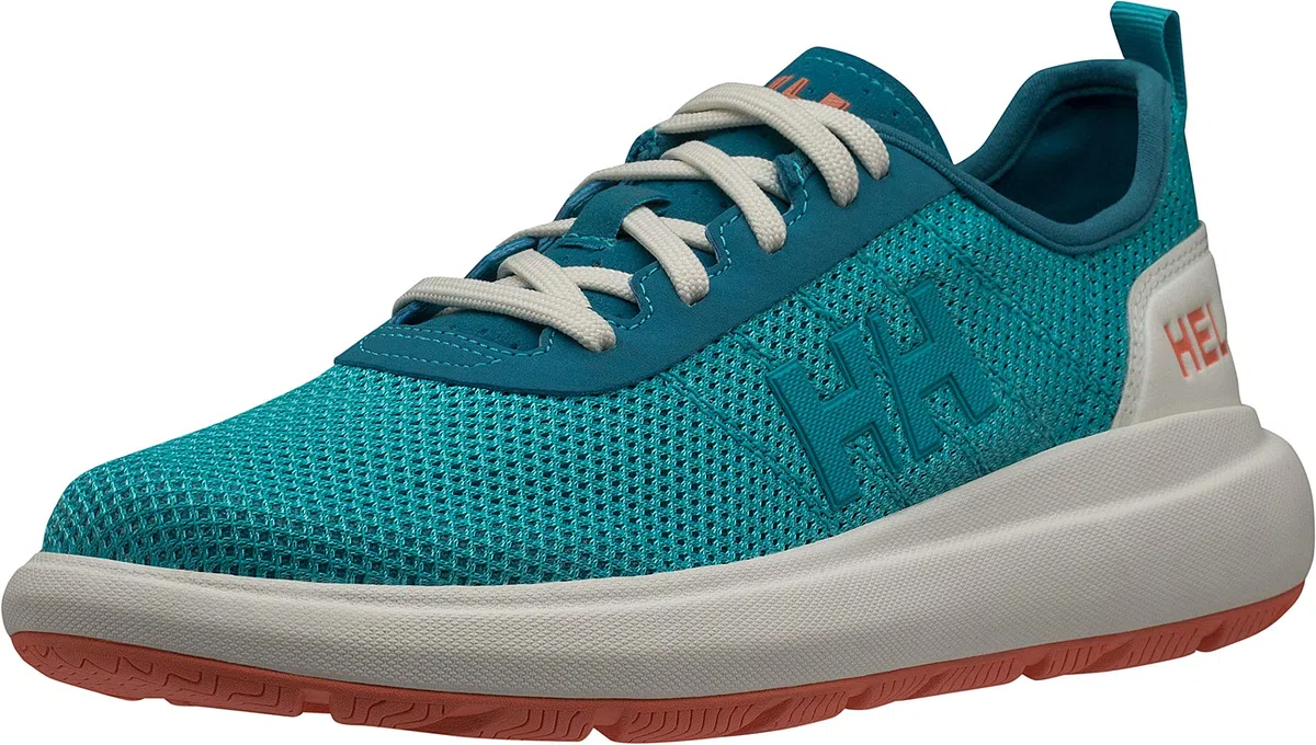 Helly-Hansen Spindrift - Scarpe da vela da donna, Aqua Marine/Fusion Coral/Bianco sporco, 5.5