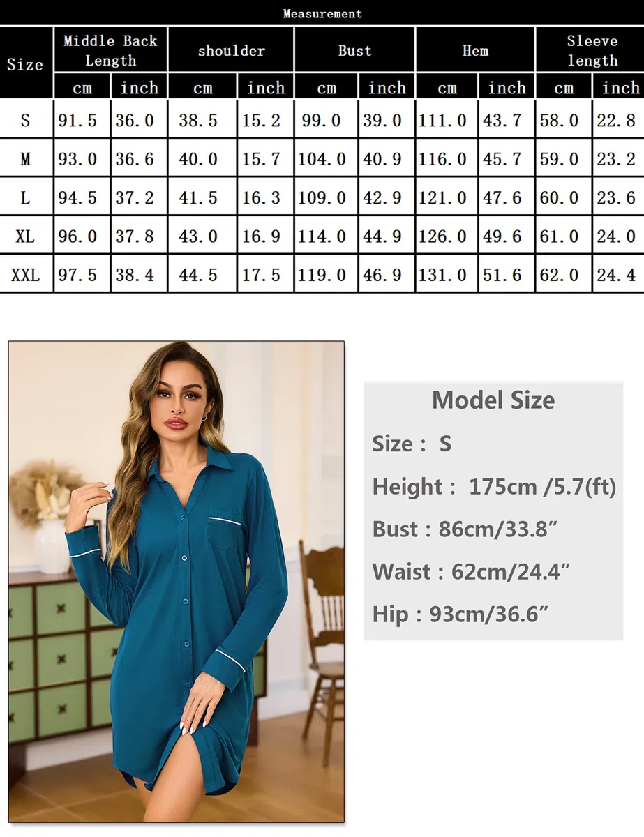 Bresdk Camicia da Notte Donna Aperta Davanti Invernale Cotone Manica Lunga Pigiama con Bottoni Loungewear Parto Ospedale Allattamento Premaman
