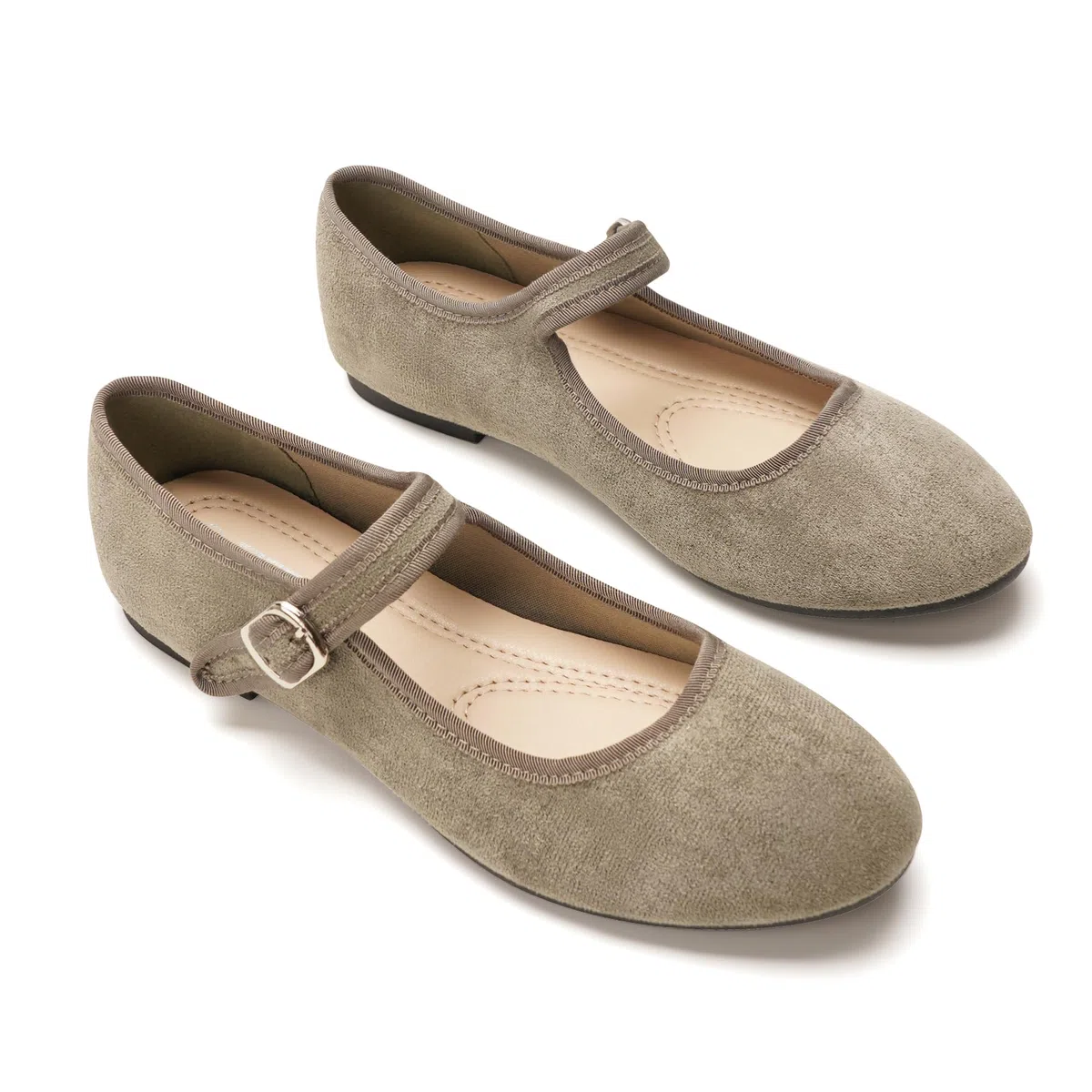 GLAMORA Mary Jane - Scarpe da donna con fibbia dorata, regolabile, suola antiscivolo piatta, tipo ballerine
