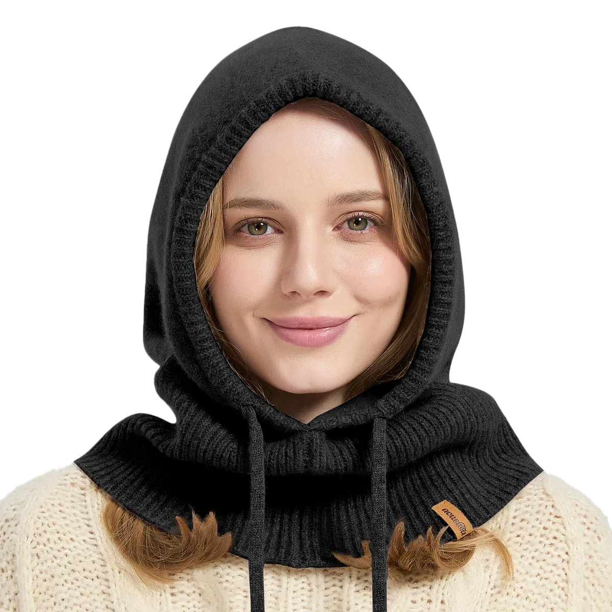 ACUSHLA Passamontagna in 100% lana merino, per donne e uomini, invernale, caldo, con cappuccio, sciarpa, cappello e sciarpa, set in uno