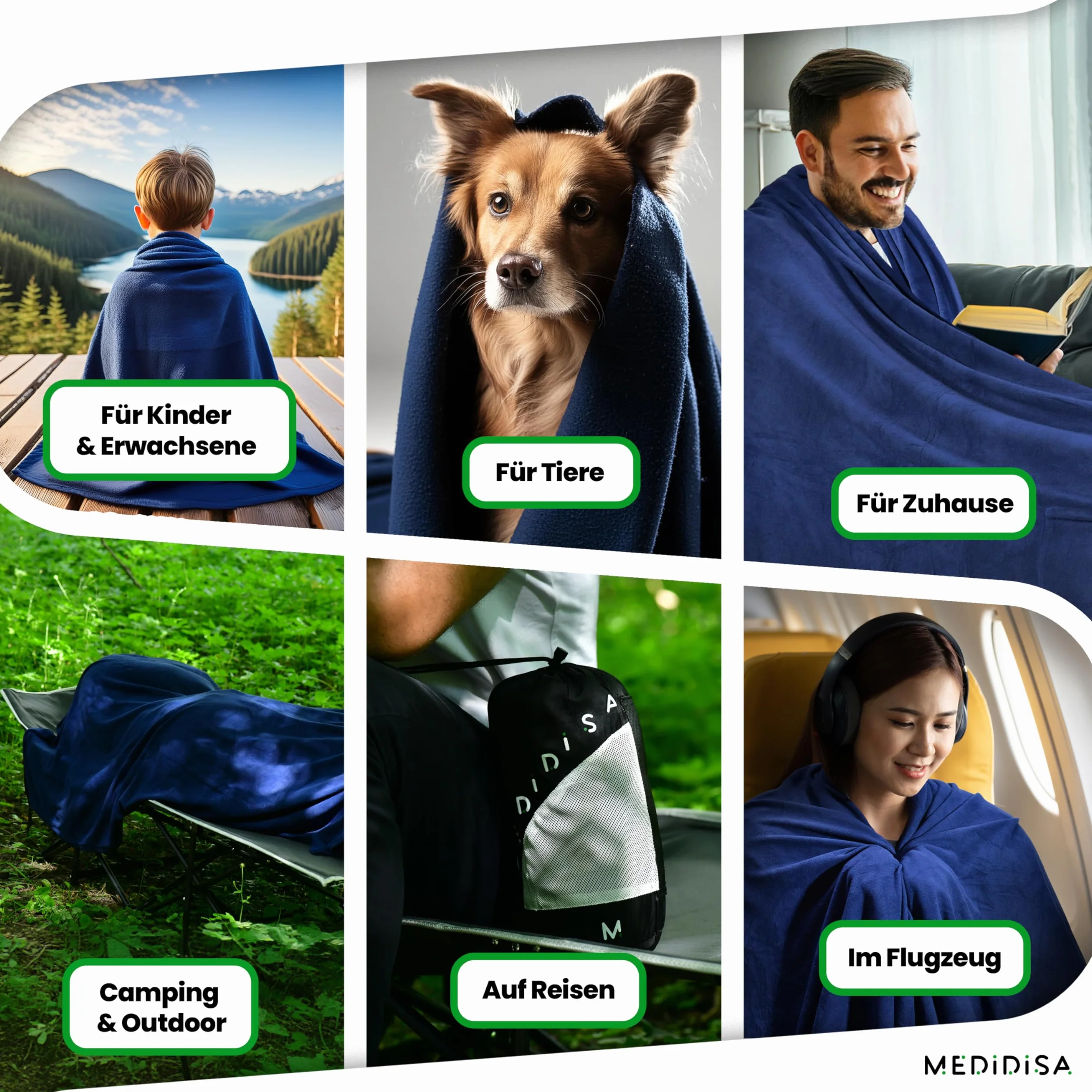 Coperta da viaggio ultraleggera calda per viaggi e campeggio (pile, 170 x 120 cm) – Coperta leggera e calda per volo e auto – Coperta da campeggio sottile e traspirante per bambini e adulti