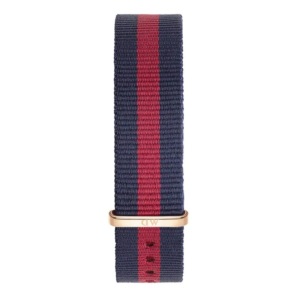 Daniel Wellington Classic Oxford Cinturino Unisex Adulto, 18mm, in NATO, Blu/Rosso/Oro Rosato