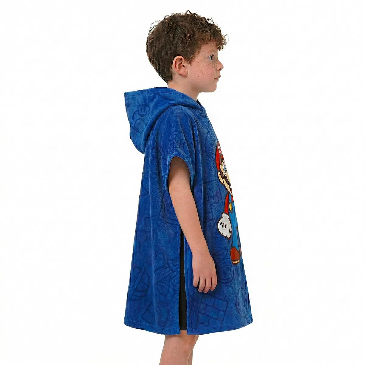 SUPER MARIO BROS Costume da bagno Gioco poncho asciugamano con cappuccio giochi per bambini taglia unica blu