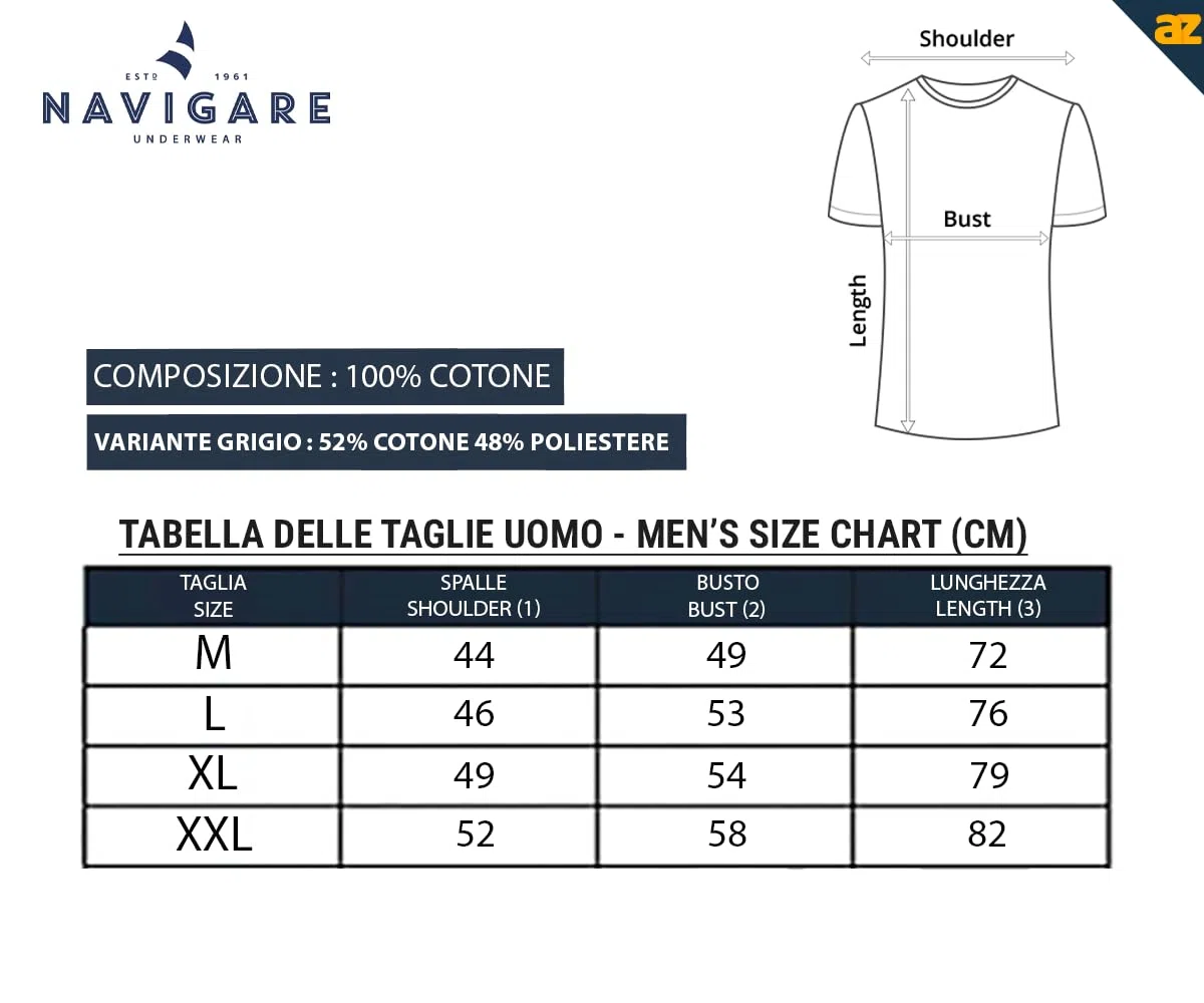 Navigare T-Shirt Canotta in 100% Cotone, Confezione da 2-4 Pezzi, Limited Edition for Azzeta