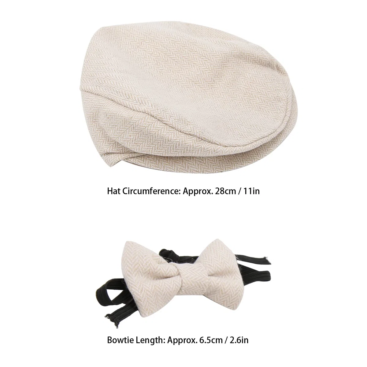Cappello da Gentiluomo con Berretto Piatto Papillon Fotografia Prop Neonato Fotografia Puntelli Cappello con Papillon Set(Beige)