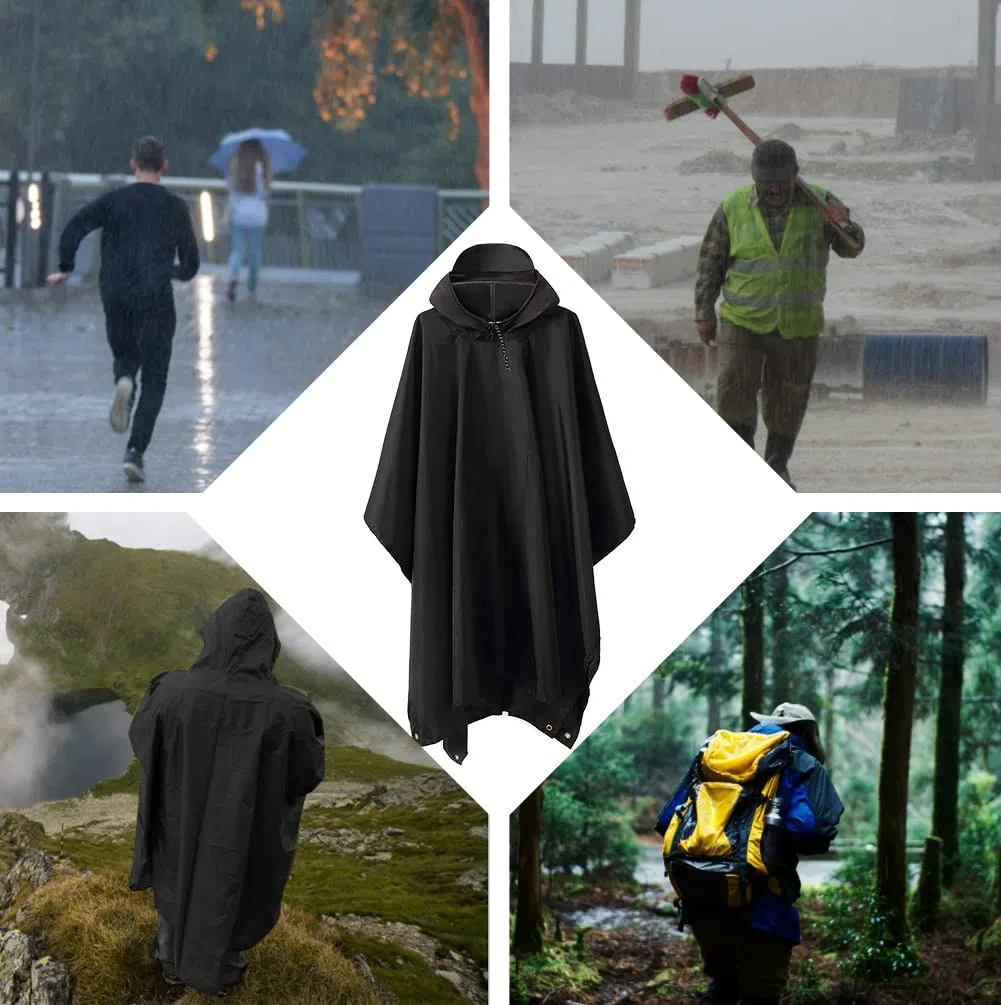 HYCOPROT Poncho Impermeabile, Multifunzionale Impermeabile 210T Oxford Riutilizzabile Pioggia con Cappuccio e Tasca Sul Petto, Poncho Antipioggia per Trekking Campeggio Pesca Escursione