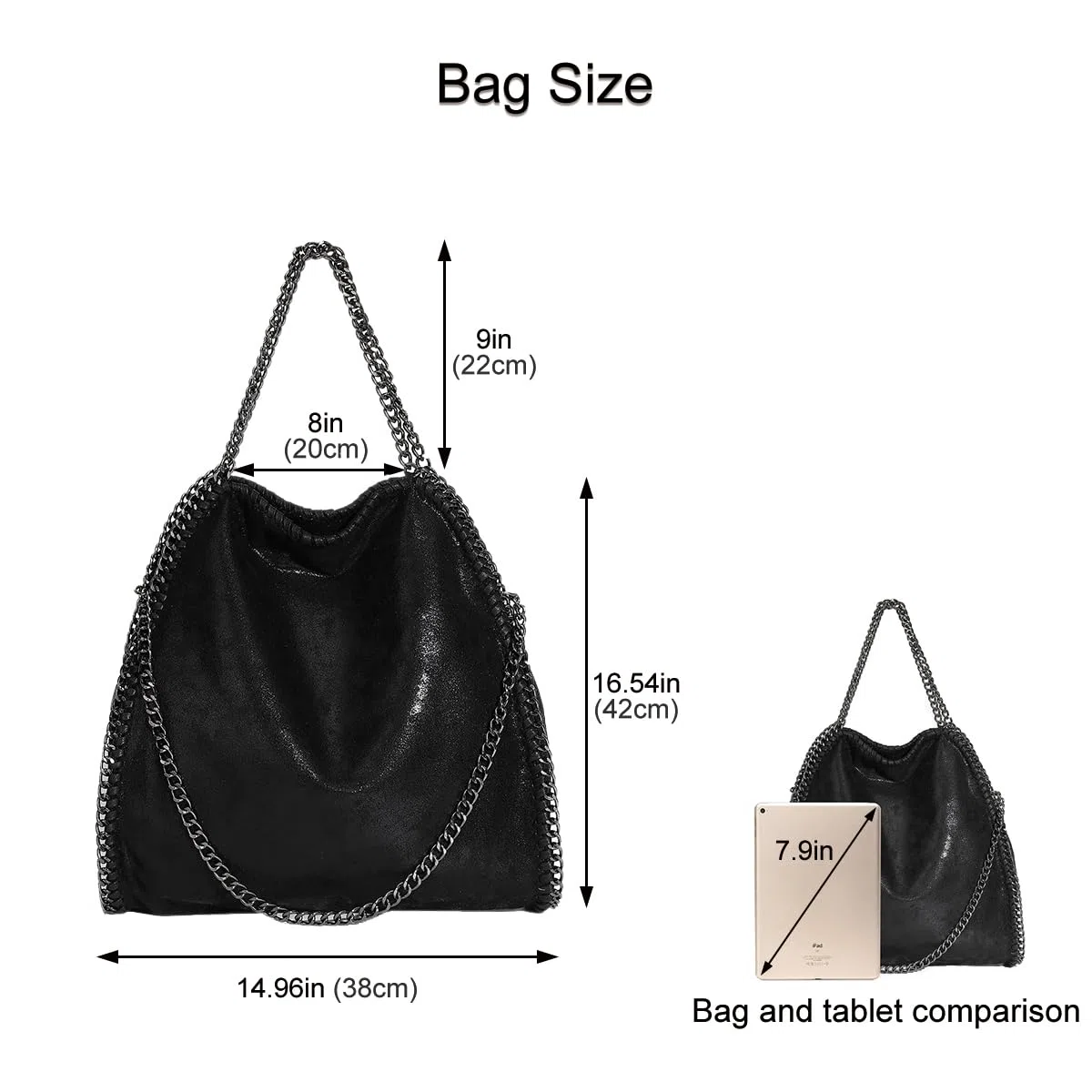 Borsa a Mano e Tracolla da Donna in Ecopelle - Catena Moda Grande