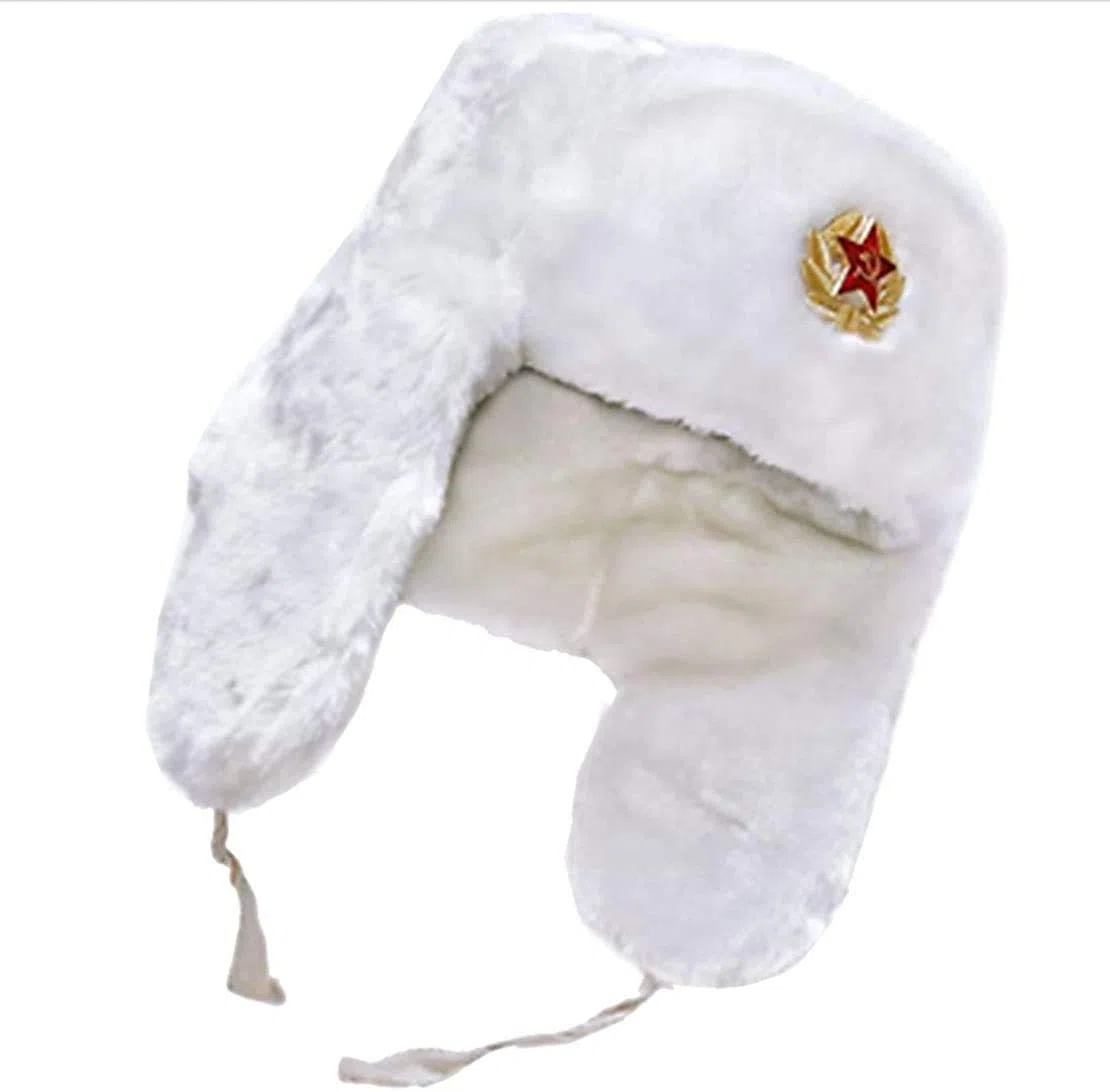 Loxdonz Ushanka Cappello militare russo con paraorecchie e distintivo sovietico, cappello da sci Trapper per l'inverno