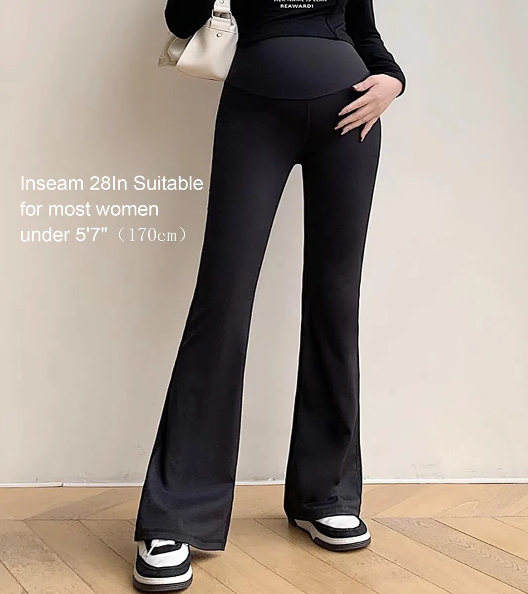 Leggings Premaman sul Pancione, Pantaloni Premaman da Donna Yoga Bootcut in Gravidanza Flare Morbidi e Burrosi