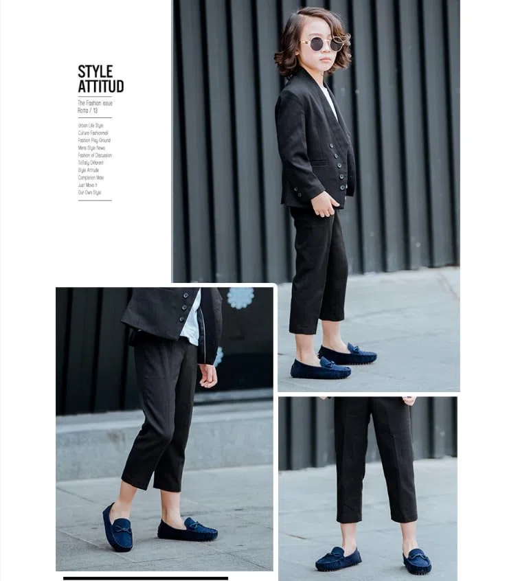 Mocassini Unisex-Bambini e Ragazzi Scarpe Antiscivolo Cucite a Mano Pelle Loafer