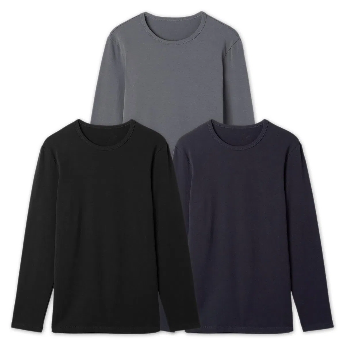 Magliette da Uomo 100% Cotone Caldo Felpato Pacco da 3 Pezzi T-Shirt Uomo Maniche Lunghe Magliette e Canottiere Intime Made in Italy