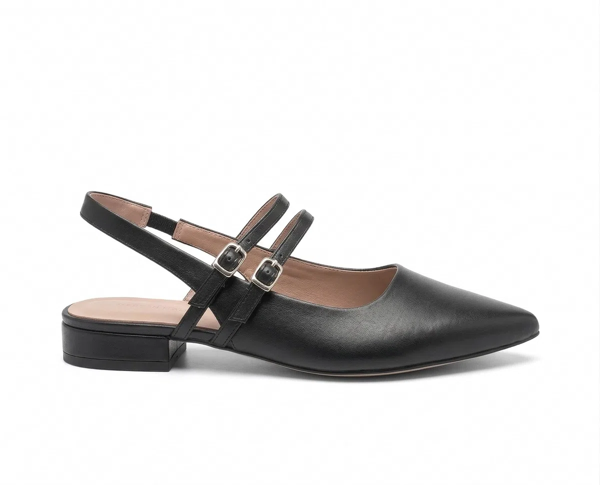 Ballerine Donna Eleganti Scarpe Estive Punta Slingback Doppia Fibbia Tacco Basso Scarpe Comode Ufficio