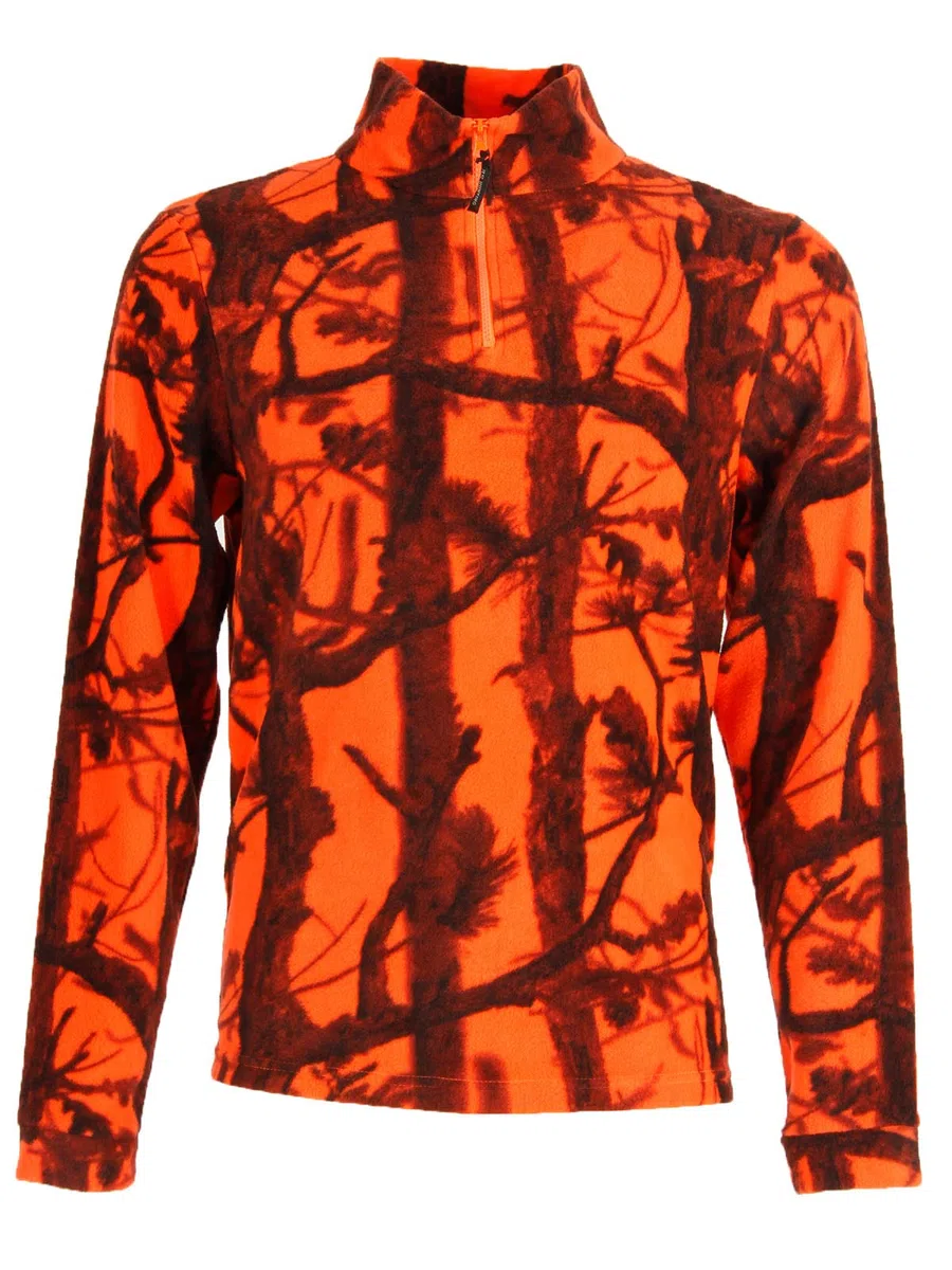 Fratelliditalia Maglia Maglione Pile Arancio Caccia Cinghiale Foresta Zip Bosco Neve Felpa Uomo