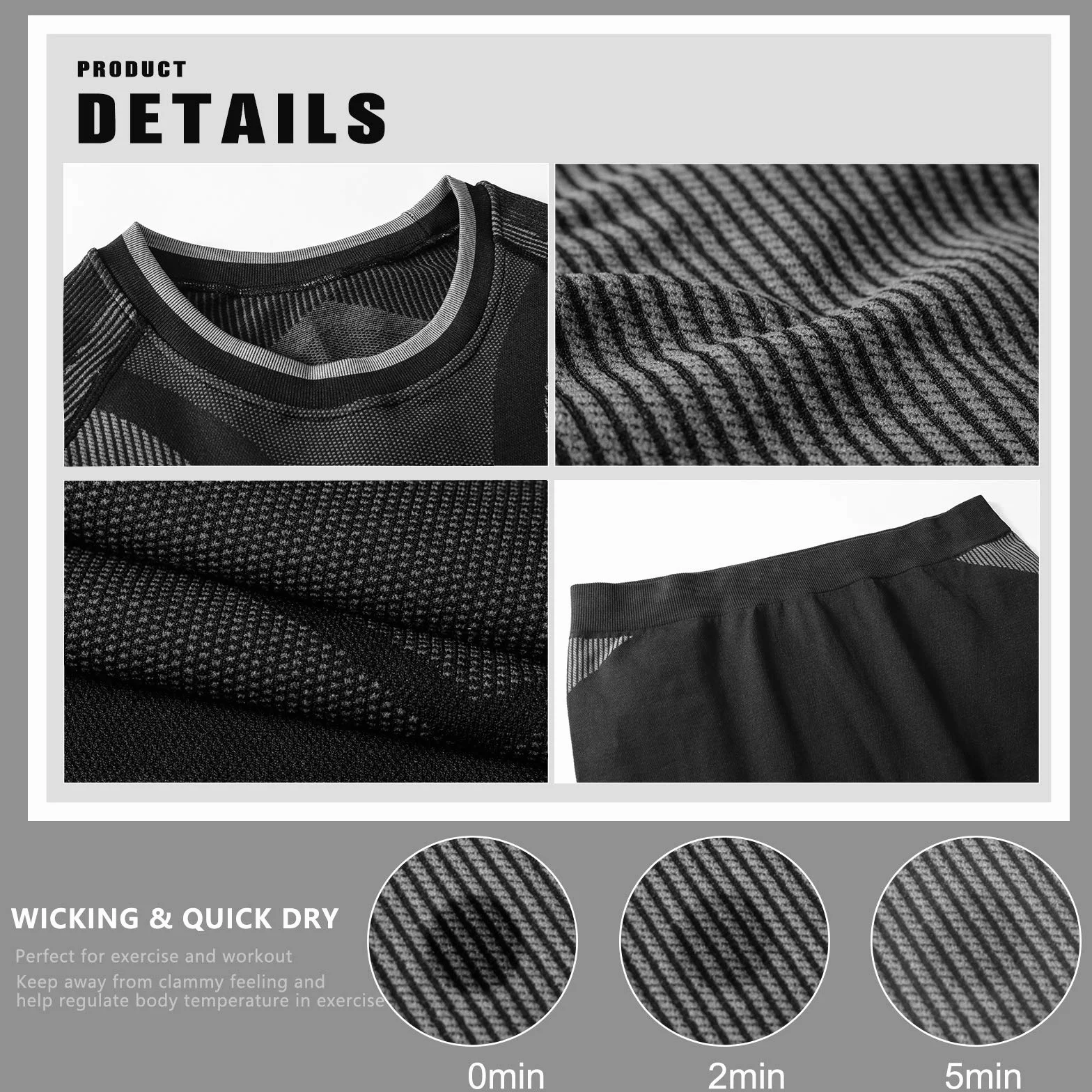 MEETYOO Biancheria Intima Termica Uomo, Intimo Termico Invernale Maglia Termici Pantaloni Base Layer per Sci Corsa Ciclismo