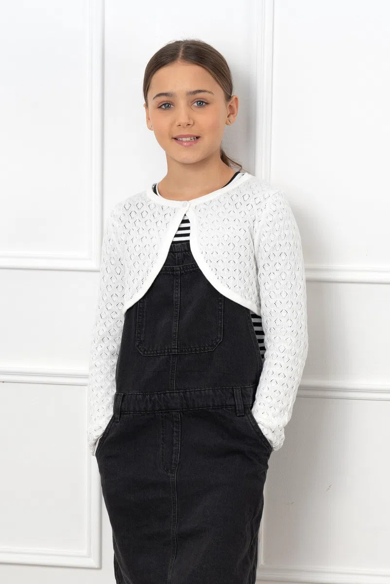 Bolerose Ragazze Manica Lunga Bolero in Maglia a Punta Bambini Cardigan