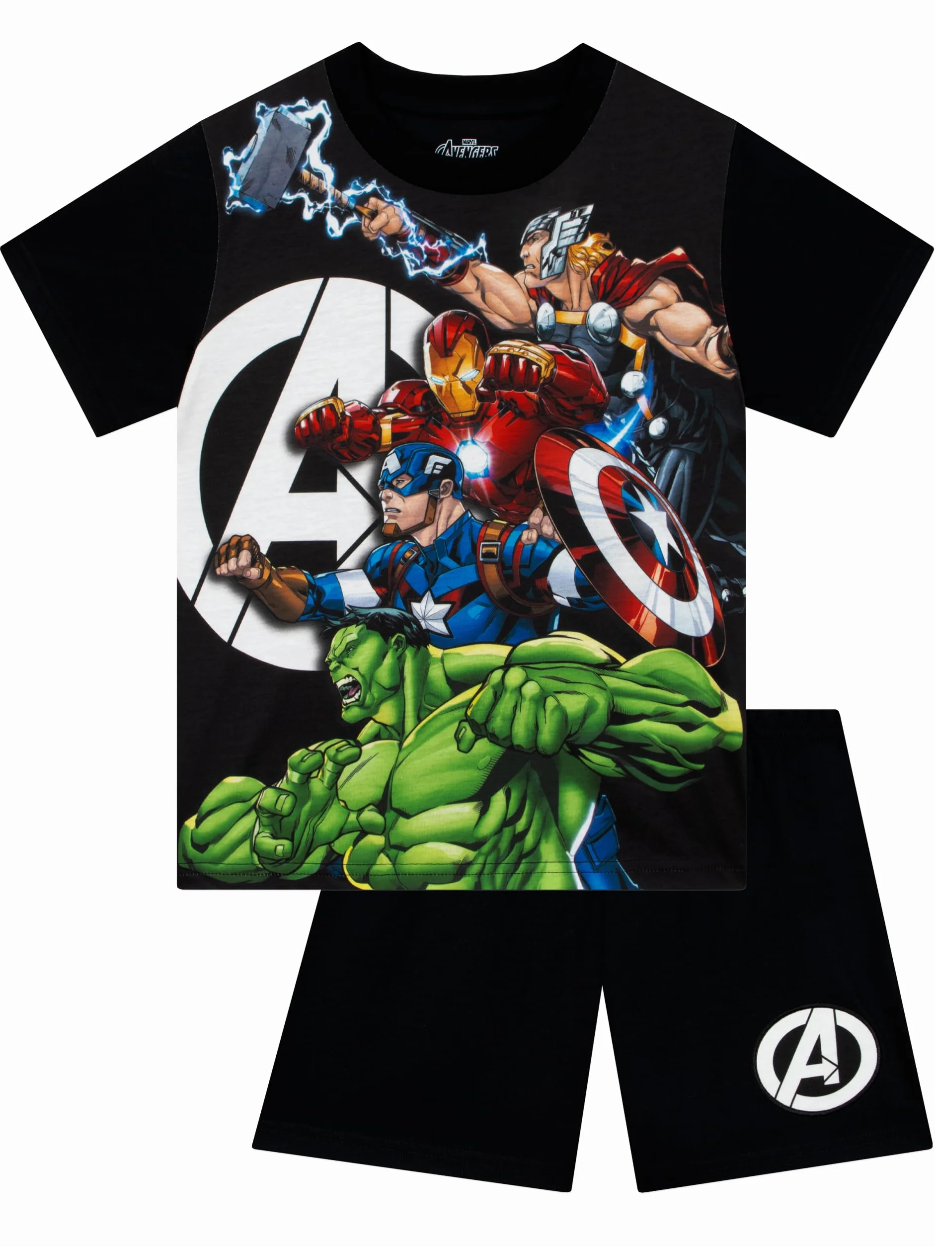 Marvel Pigiama Avengers, Pigiama Estivo per Bambino con Thor, Captain America, Hulk E Iron Man, Completo da Notte Corto per Bambini