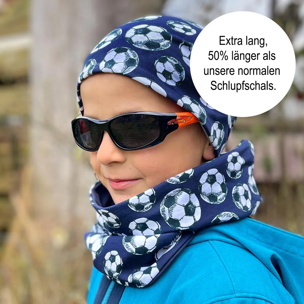 Wollhuhn Bambini Long Loop – Sciarpa tubolare extra lunga in jersey di cotone – Morbido scaldacollo a doppio strato per ragazzi e ragazze – Fatto a mano in Germania