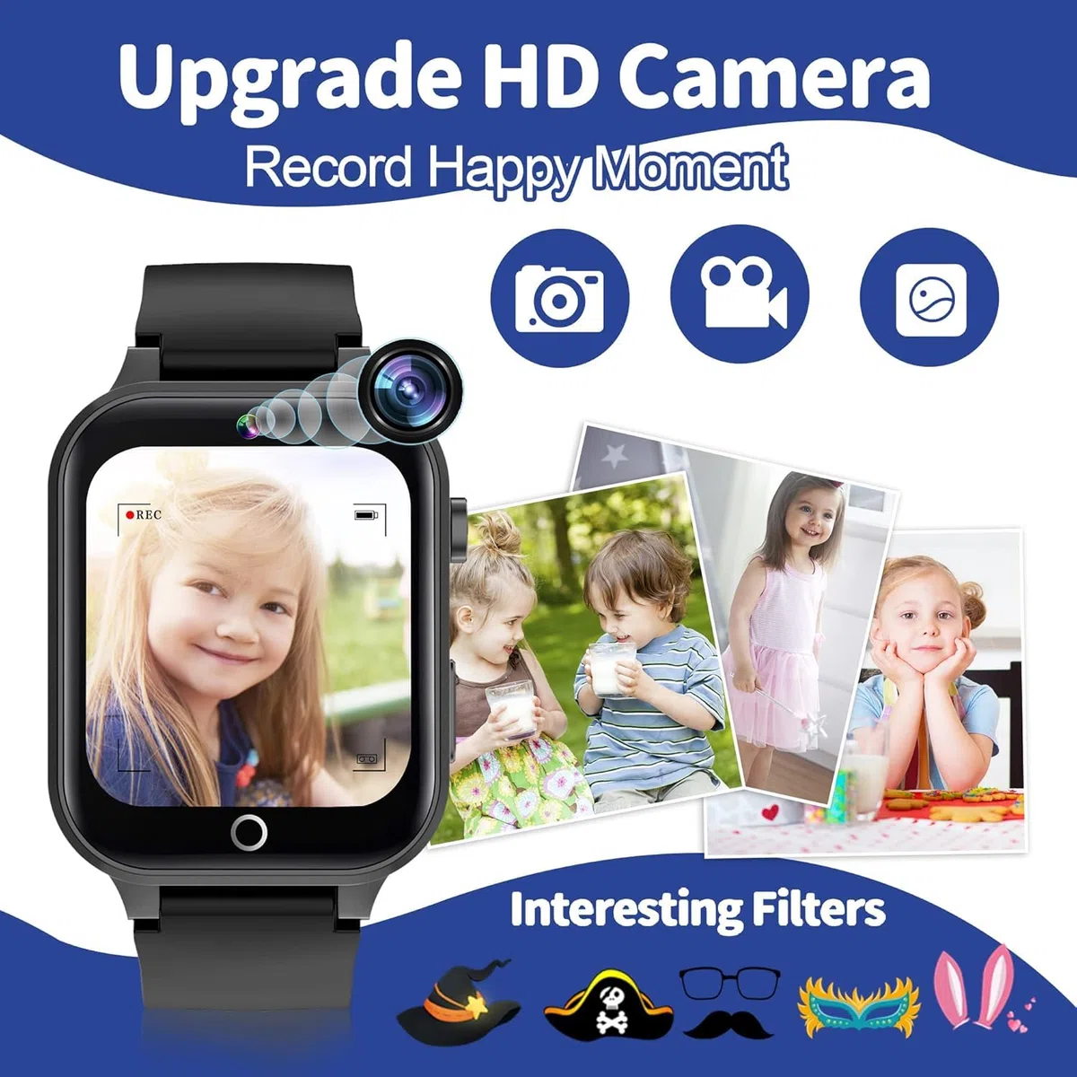 Smartwatch per Bambini - 26 Giochi, Contapassi, Calorico, Fotocamera, Musicale, Torcia, Sveglia, Giocattoli Educativi, Regalo di Compleanno [Scheda SD integrata]