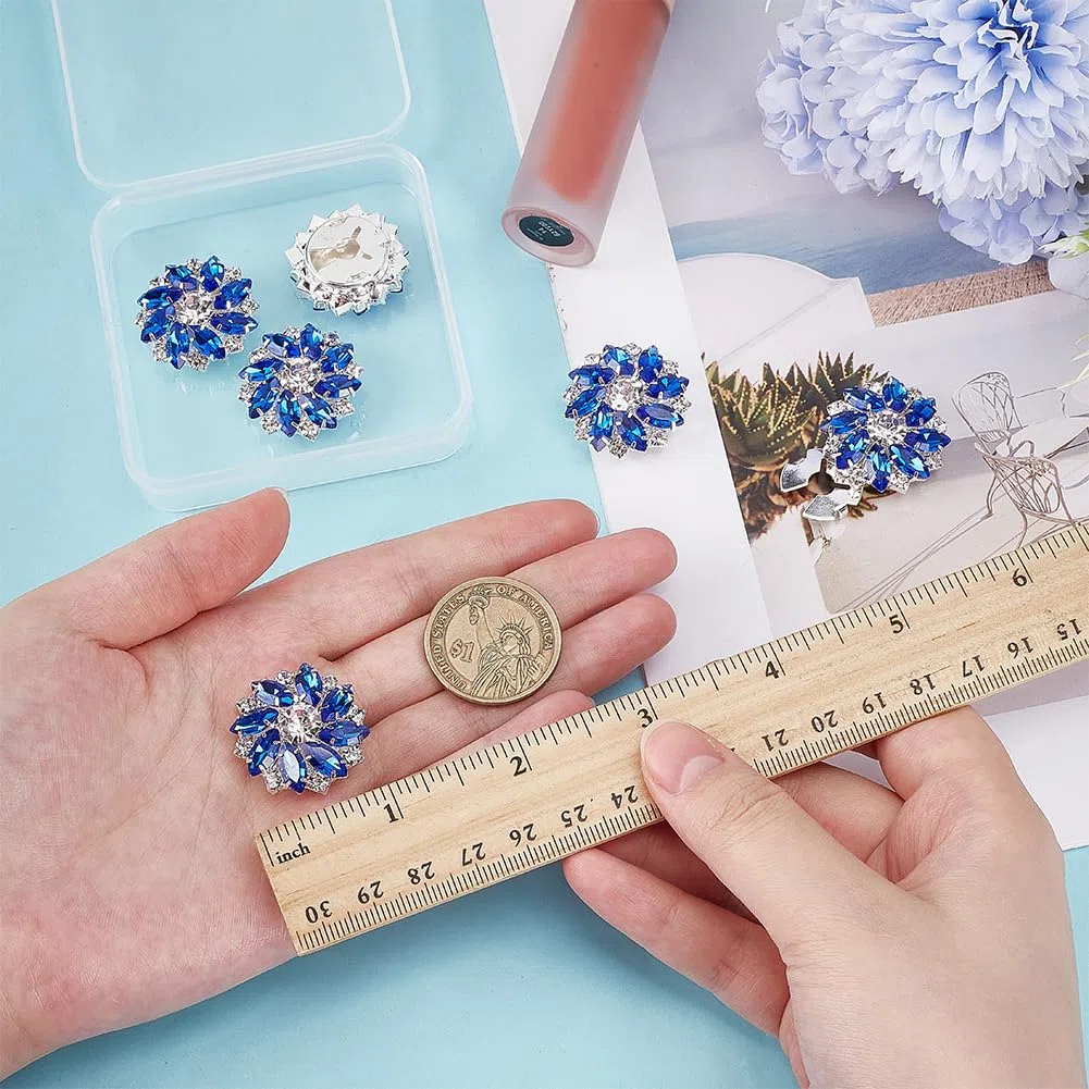 FINGERINSPIRE 6 Pz Copri Bottoni con Strass da Donna 25.5mm di Diametro a Forma di Fiore Bottoni a Pressione Staccabili in Lega Clip per Gioielli per Vestiti Abiti Camicie Decorazioni