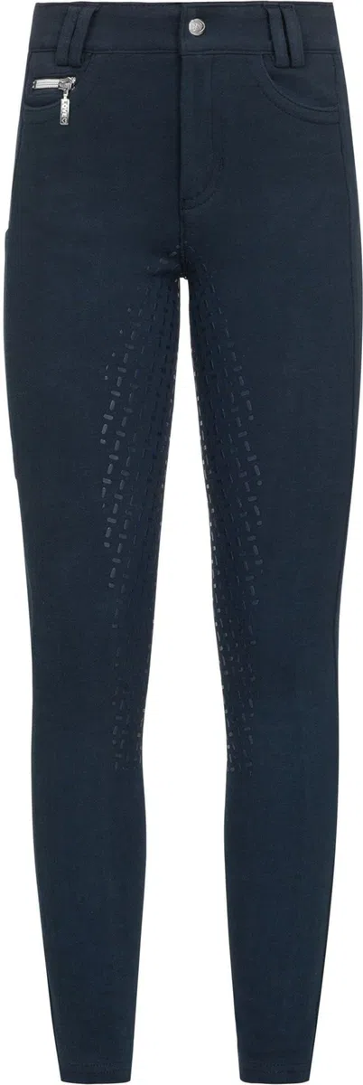 RIDERS CHOICE Pantaloni da equitazione in cotone, con inserto in silicone, per bambini, Blu notte, 146