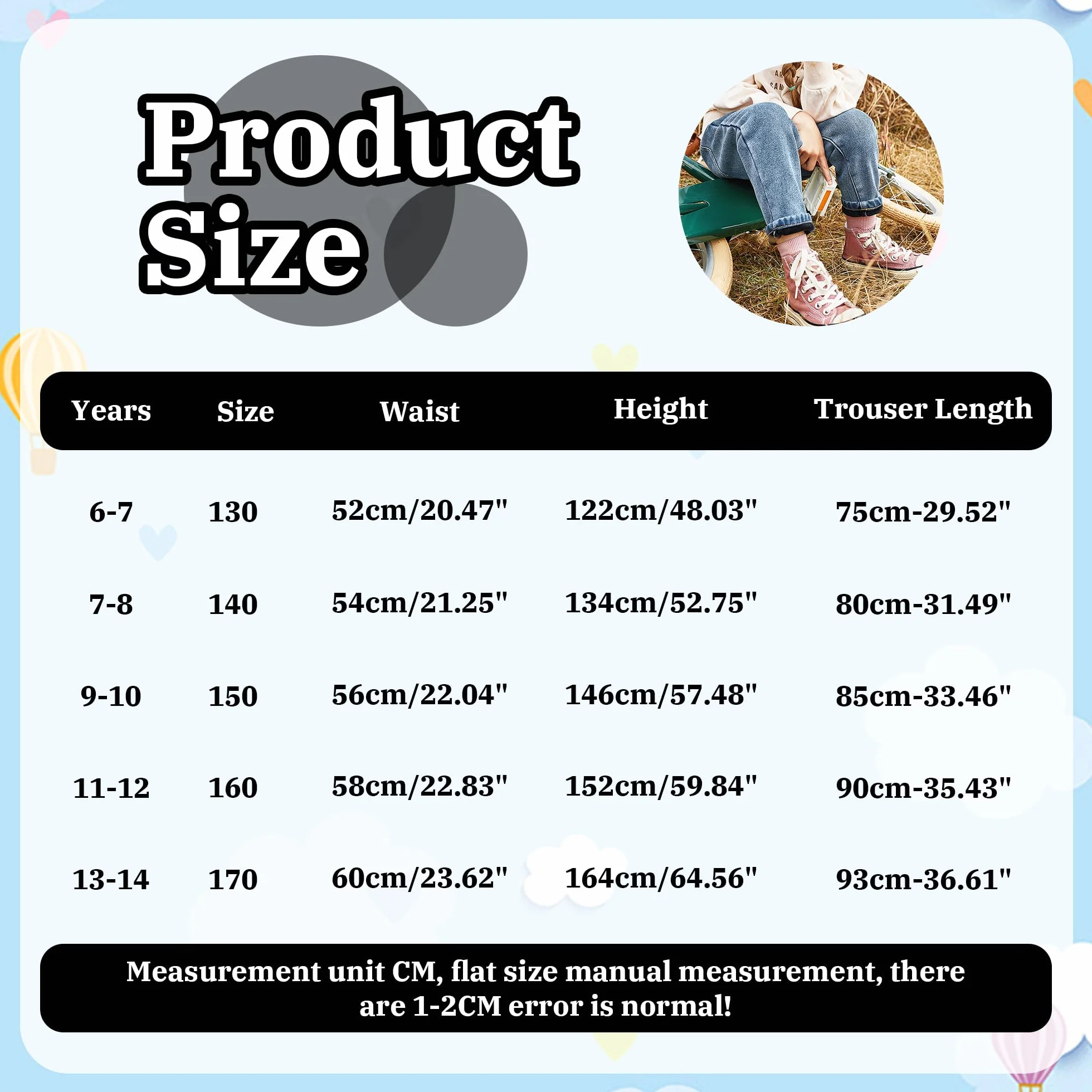 Jeans Ragazze Bambina Baggy Denim Pantaloni Gamba Larga Lunghi Jean con Vita Elastica Stretch Denim Pants con Tasche Larghi Casual Blu Pantaloni Moda Streetwear per Bambini 6-14 Anni