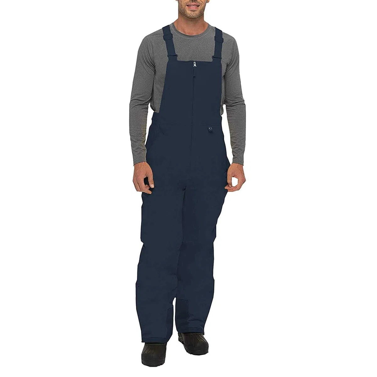 Tuta da uomo, invernale, calda, salopette da uomo, impermeabili, spesse, antivento, con chiusura lampo e tasca, pantaloni da neve, tinta unita, con calda imbottitura