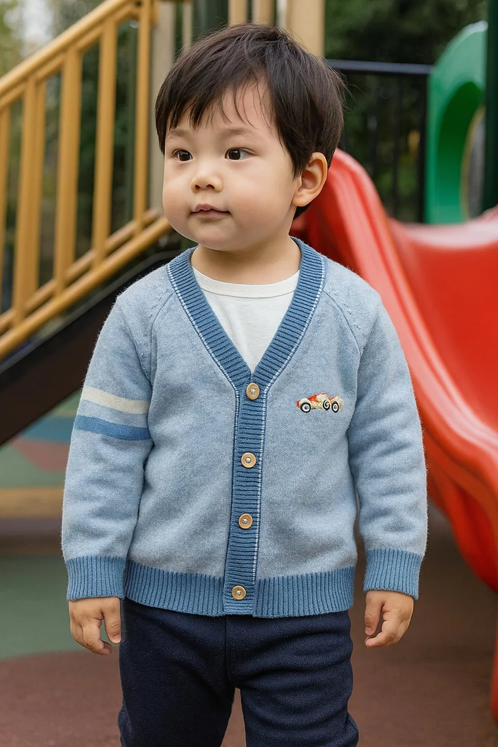 Bambino Ragazzo Cardigan Maglione in Cotone con Scollo a V per Bambini Giacca a Maniche Lunghe da Bambino in Maglia con Bottoni per l'Autunno Inverno