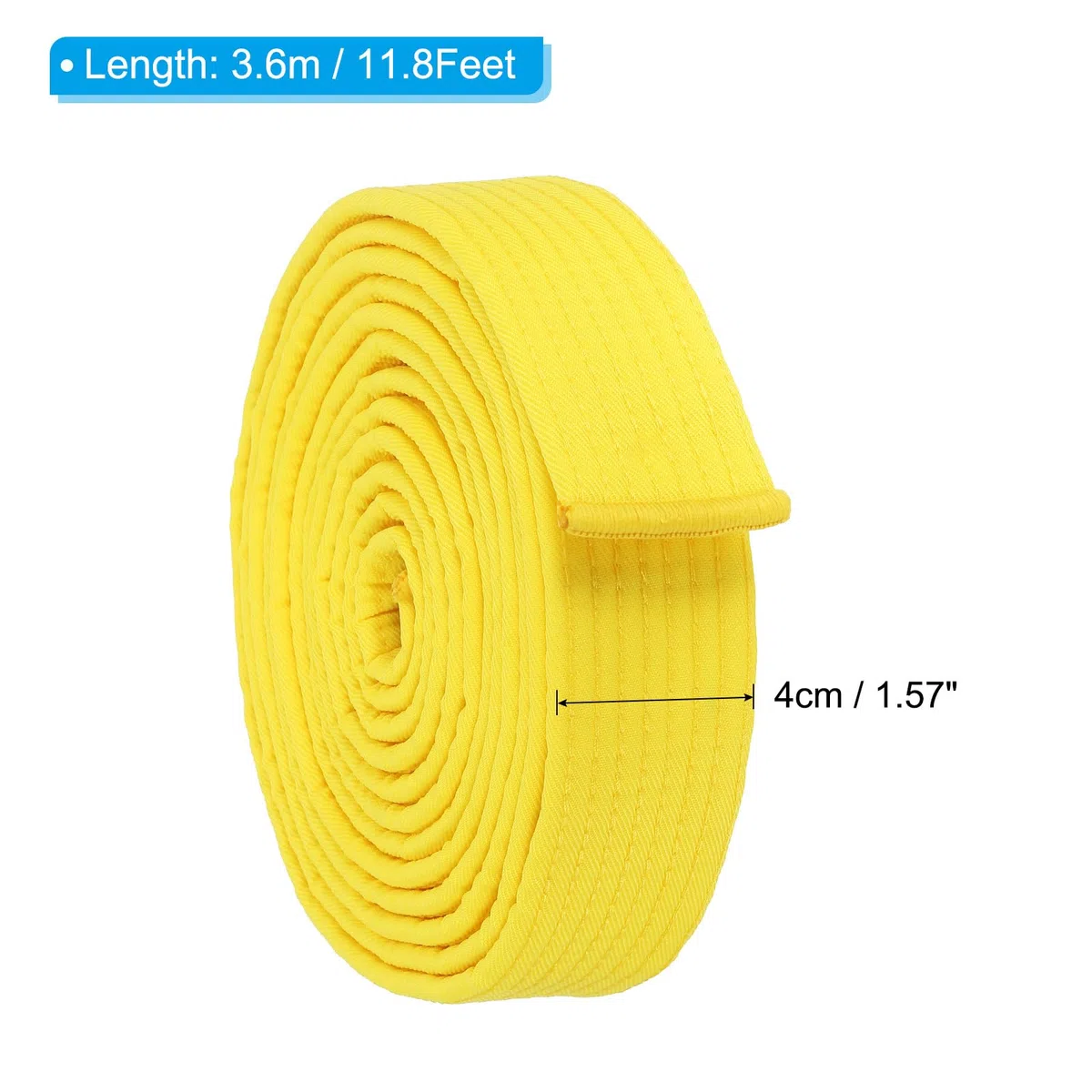 PATIKIL Cintura di Rango Colorata Taekwondo 1,6" x11,8 Piedi 3,6m, Cintura da Karate Judo Arti Marziali in Cotone per Insegnamento Allenatore, Giallo