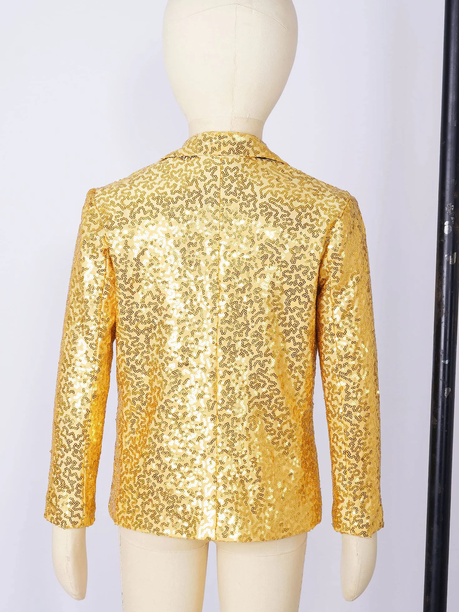 inlzdz Abito da Smoking Bambino Ragazzo Giacca con Paillettes Vestito da Cerimonia Sera Party Giacca Elegante Brillantini Blazer Cappotto da Batessimo Slim Fit 5-14 Anni