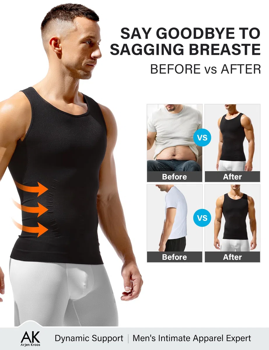 Arjen Kroos Canotte Compressione da Uomo Maglietta Contenitiva Snellente Intimo Senza Maniche Maglie Dimagrante Shapewear