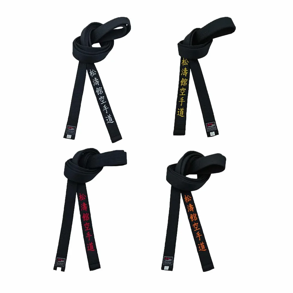 Cintura nera Shotokan Karate Ricamo Arti marziali giapponesi Sport Junior Club Larghezza 4 cm Colore: Oro Giallo Rosso Blu Bianco