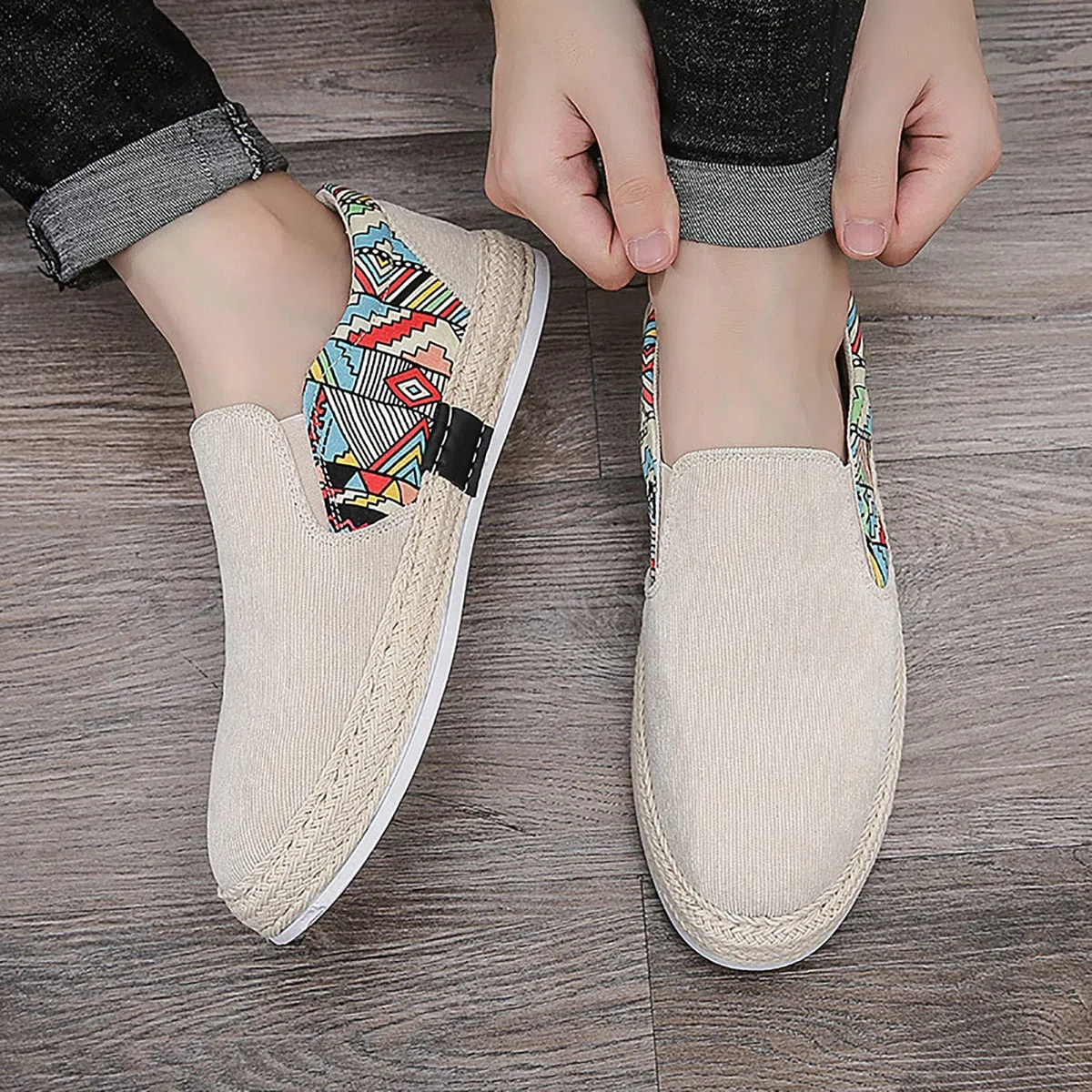 Generisch Espadrilles - Scarpe estive da uomo, traspiranti, in lino, unisex, comode, basse, slipon, per il tempo libero, estive